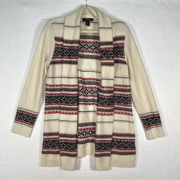 Style & Co Women's Jacquard  Open Front Cardigan Ivory Size PL Aztec‎ - Picture 1 of 8